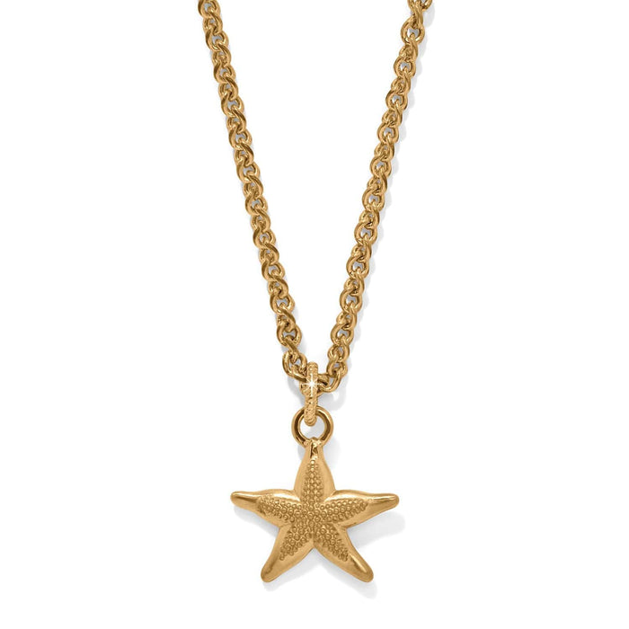 Brighton pendant necklace with gold-tone starfish charm and matching cable chain on a white background