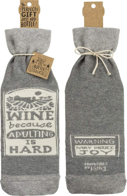 "Wine Because Adulting is Hard" Bottle Sock #100-S173