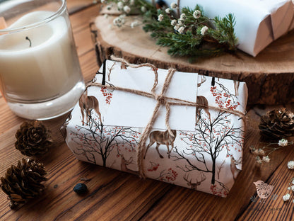 Woodland Deer Christmas Wrapping Paper Sheets