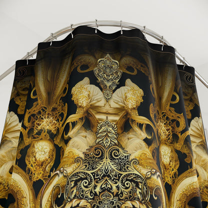 Yellow Gold Shower Curtain Decorative Baroque Curtain Bathroom Curtain | D20123